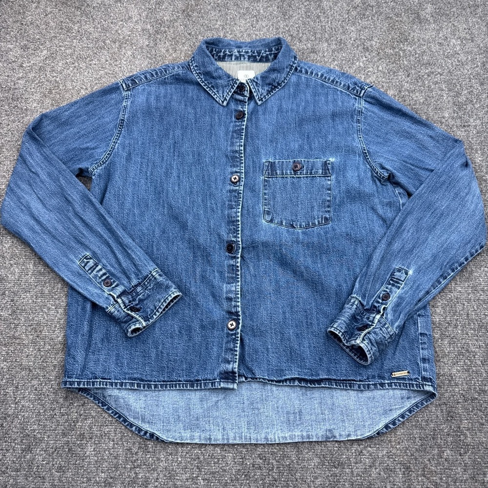 Element Denim Shirt Top Womens Size‎ Large Blue Button Up Skateboarding Jean